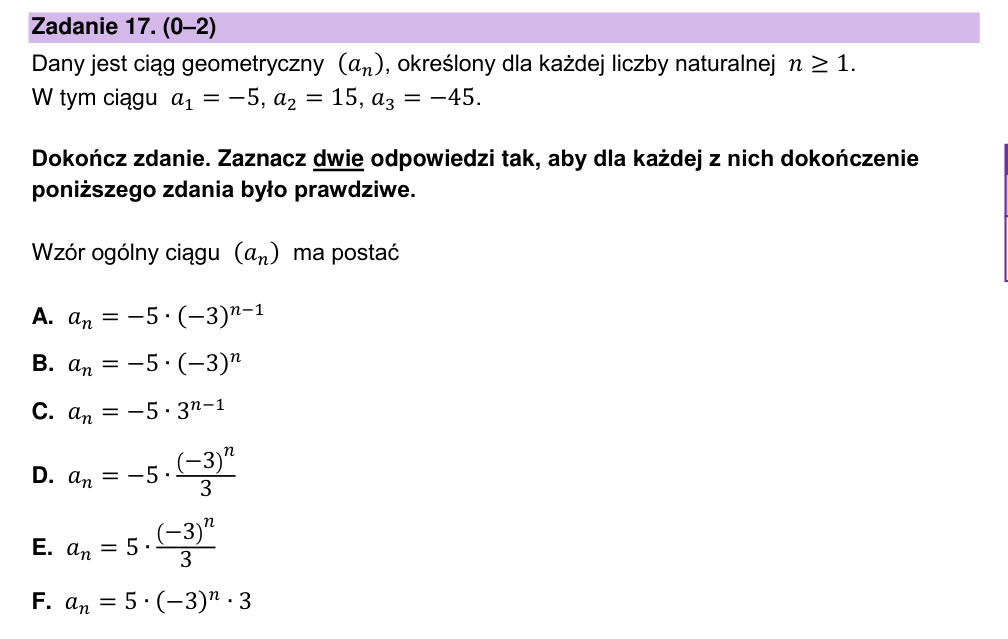 Zadanie 17 z arkusza CKE, grudzień 2022 (oryginał)