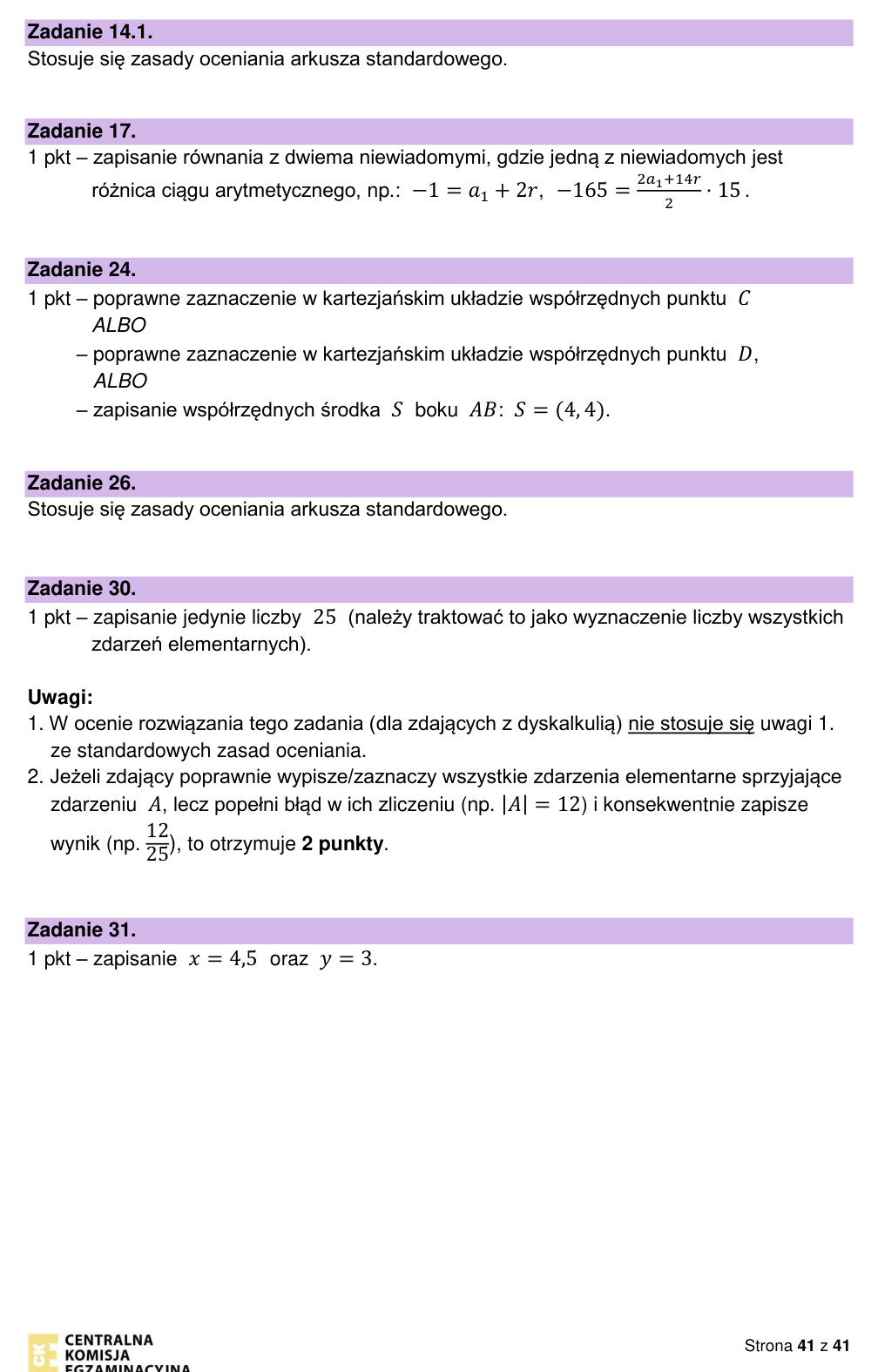Przykładowe rozwiązanie CKE do zadania 31