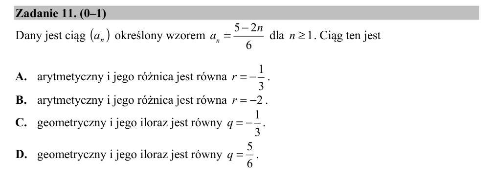 Zadanie 11 z arkusza CKE, maj 2018 (oryginał)