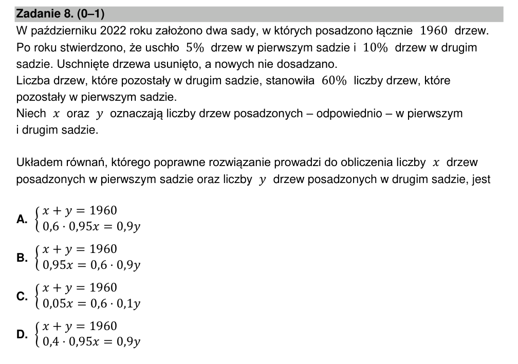 Zadanie 8 z arkusza CKE, maj 2024 (oryginał)