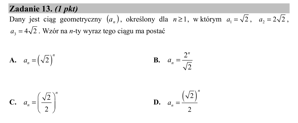 Zadanie 13 z arkusza CKE, maj 2018 (oryginał)