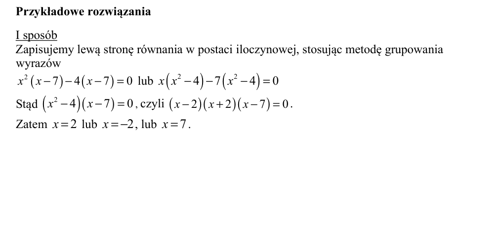 Przykładowe rozwiązanie CKE do zadania 27