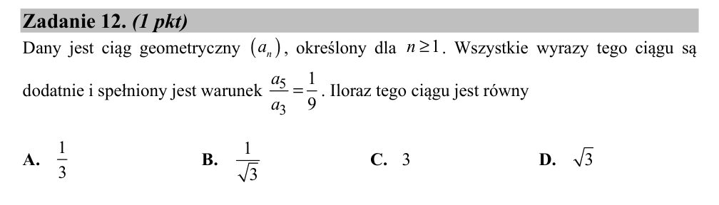 Zadanie 12 z arkusza CKE, maj 2019 (oryginał)