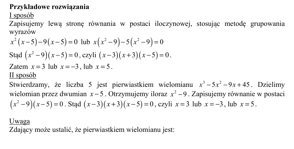 Przykładowe rozwiązanie CKE do zadania 26